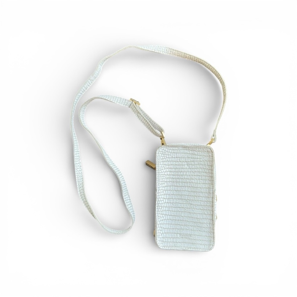 Hammitt Textured White Leather Crossbody Phone Case with Gold Hardware NWT